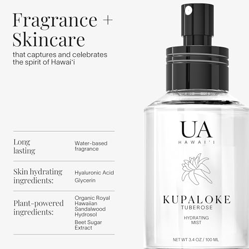 Kupaloke Tuberose Body & Hair Mist - Hydrating Island Fragrance, 3.4 oz - Vegan & Cruelty-Free