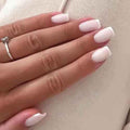 White French Tip Press on Nails Short Square Fake Nails Acrylic Nails Press ons Glossy Reusable False Nails for Women Girls Daily Wear Manicure 24pcs