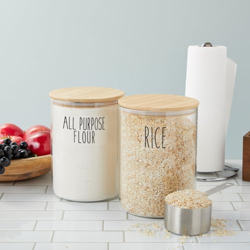 2-Pack Airtight Glass Food Storage Containers - 100 oz Pantry Jars for Flour & Sugar