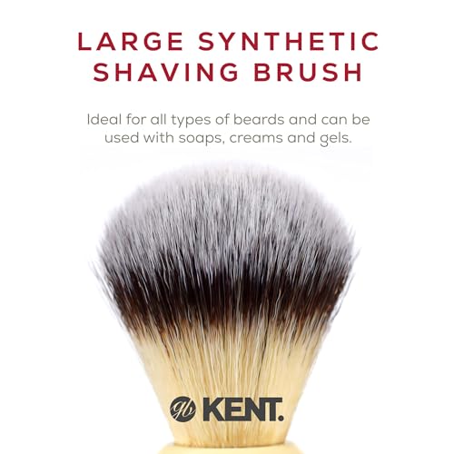 Kent BK8S Shaving Brush with Ultra-Soft Silvertext Synthetic Bristles and Faux Ivory Resin Handle to use with Shave Cream or Soap for a Perfect Lather. Luxury Shaving Since 1777, Made in England