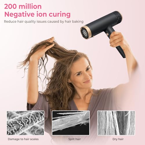 3-in-1 Hair Dryer & Curling Styler with Auto Wrap Airflow - 2000W Ionic Travel Blow Dryer