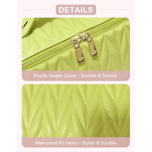 Travel Makeup Bag for Women, Large Capacity Cosmetic Bags for Girls, Compact Pouch Make up Organizer, Waterproof Toiletry Bag with Divider and Handle (Green)