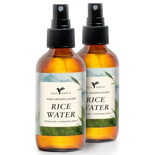 HAPPIE HUMMINGBYRD Fermented Rice Water Hair Growth Spray 4oz Pack of 2 for Thicker, Shinier Hair