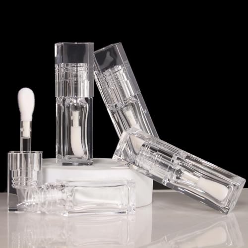 Clear Square Lip Gloss Tube Set - 18x 6ml PETG Lip Oil Containers with Wands