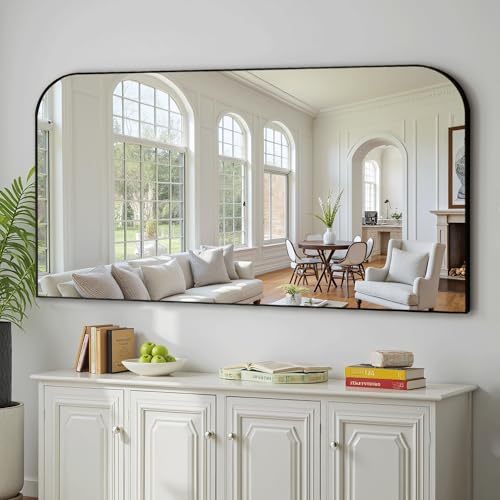 Delma 30x55 Black Metal Framed Bathroom Mirror Over Sink - Modern Style