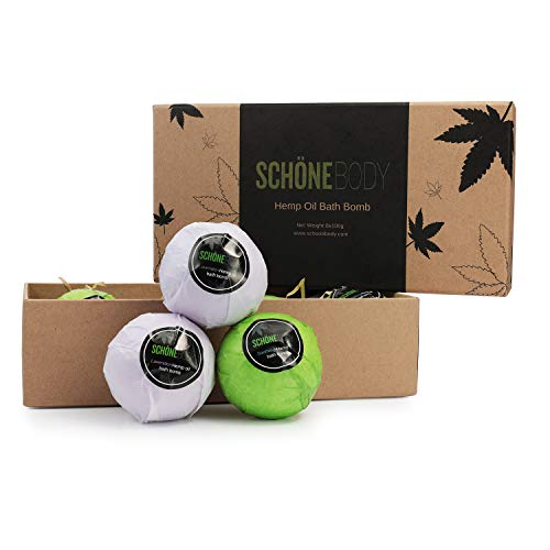 Hemp Bath Bombs Set for Muscle Relaxation & Stress Relief - 8 Large Vegan Fizzy Spa Gifts