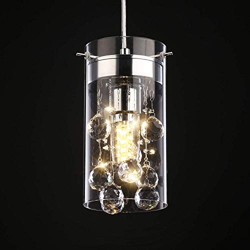 LOCLGPM 3-Pack Crystal Teardrop Pendant Lights, Adjustable Chrome Kitchen Island Fixtures