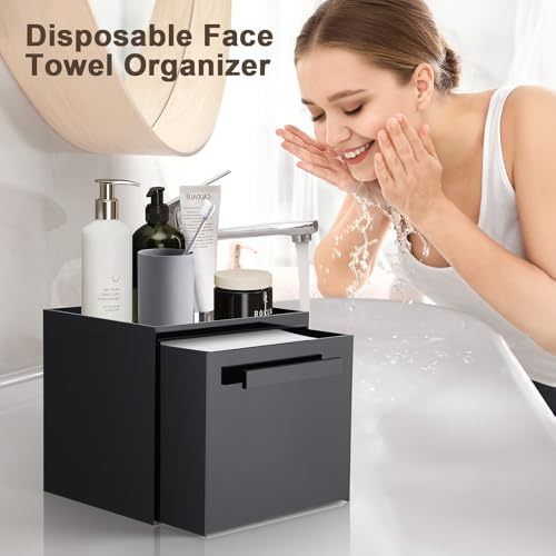 Acrylic Disposable Facial Towels Holder Wall-Mounted Black