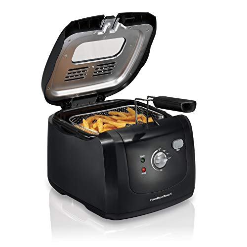 Deep Fryer with Basket - 8-Cup Capacity, Cool-Touch Sides, Adjustable Temp