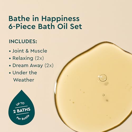 Herbal Bath Oil Set with Aromatherapy - 6 Pack, Vegan & Paraben-Free