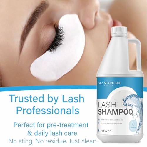 ISLA & FONTANE Lash Shampoo Bulk ? Multi-Scent Series ? 68 fl oz / 2L | Gentle Eyelash Cleanser for Lash Extensions | Non-Irritating | Professional Lash Bath Foam For Salon And Home Use (Unscented)