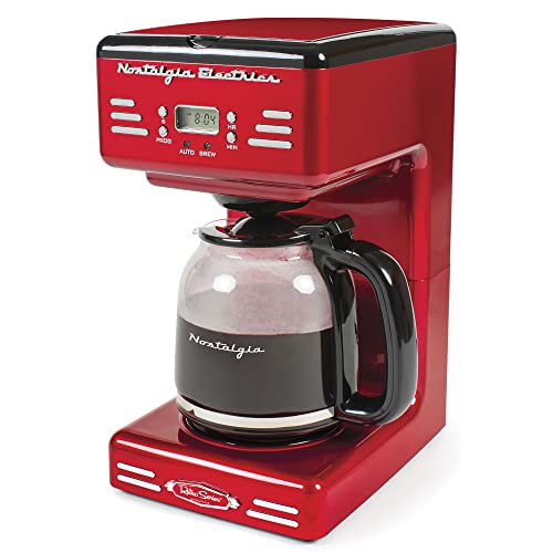 Nostalgia Red 12-Cup Programmable Coffee Maker with LED Display & Auto Shut-Off