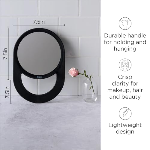 Diane Professional Quality Hand Mirror, Single Sided Hand Held Mirror, Lightweight Portable Mirror with Handle, Ideal for Makeup, Shaving, & Everyday Beauty, Compact Size for Travel ? 7.5" Diameter