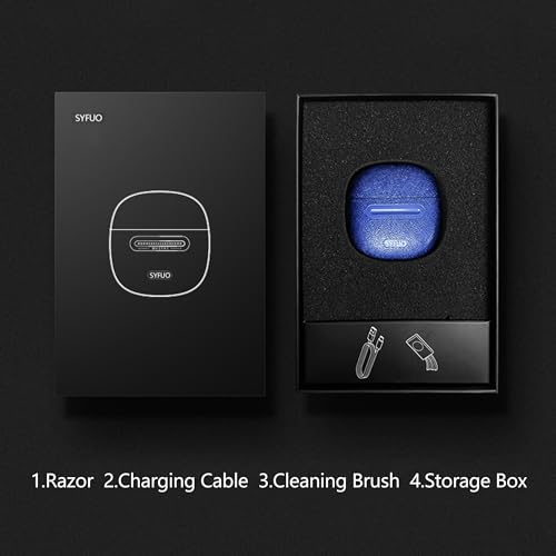 Mini Waterproof Electric Shaver for Men - Portable USB-C Razor for Travel & Home, Blue