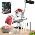 Manual Meat Grinder with Sausage Stuffer - 304 Stainless Steel, #8 Caliber