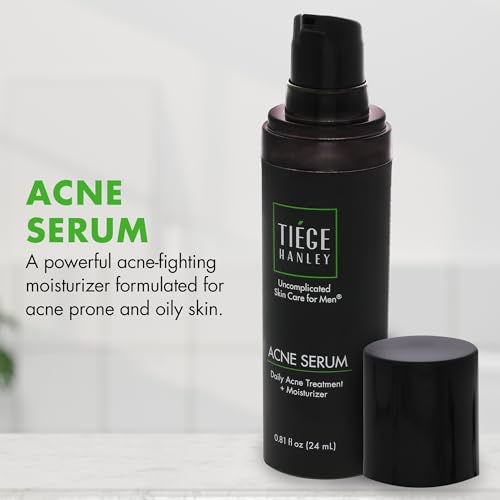 Tiege Hanley Acne Serum for Men, Facial Serum with Salicylic Acid, Granactive Complex & Tea Tree Oil for Blackheads, Visible Pores & Uneven Tone, Moisturizer for Oily Skin, Men¡¯s Skin Care, 0.8 fl oz