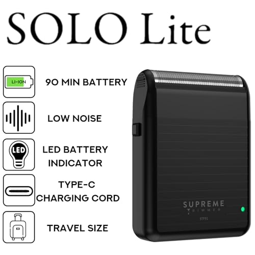 Supreme Trimmer Solo Lite Foil Shaver for Men | Rechargeable Electric Razor + 90 Min Runtime, Type-C USB Fast Charging | Lightweight Travel Shaver, Easy to Carry | STF91