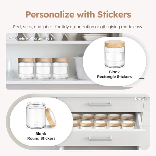 8 oz Glass Jars with Lids, 30 Pack Clear Small Glass Jars with Woodgrain Lids Leakproof Round Airtight Empty Cosmetic Travel Containers for Lotions Powders and Candle Making