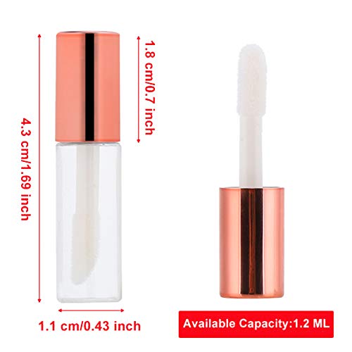 YIPINER 90 Pack Rose Gold Clear Lip Gloss Tubes 1.2ML DIY Makeup Containers