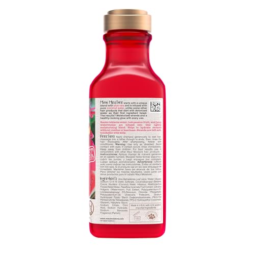 Maui Moisture Lightweight Hydration + Hibiscus Water Shampoo, Moisturizing Aloe Vera Shampoo Softens Curly Hair, Vegan & Sulfate-Free Surfactants, 13 Fl Oz