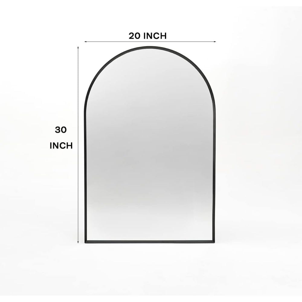 Beaunicorn 20x30 Inch Metal Framed Arched Arch Mirror with Anti-Breakage Film, Easy to Install – Home Decor Arched Wall Mirror for Bathroom, Living Room, Bedroom, Entryway(Black)