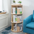 Heehee Wooden Rotating 3-Tier Bookshelf 37.8in Floor Display Rack with Pine Wood (Natural Finish)