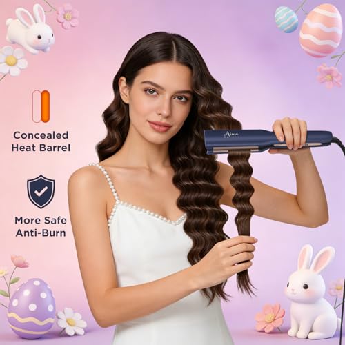Deep Wave Curling Iron with 1 Inch Barrel - Beach Waves Waver - Prussian Blue