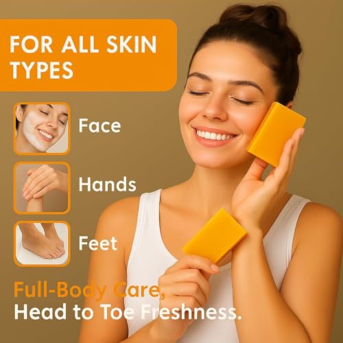 Turmeric Wash and Care Kit - 5 Pieces with Face Brush, Exfoliating Pads, Soap Bars & Oil - Natural Skincare Set