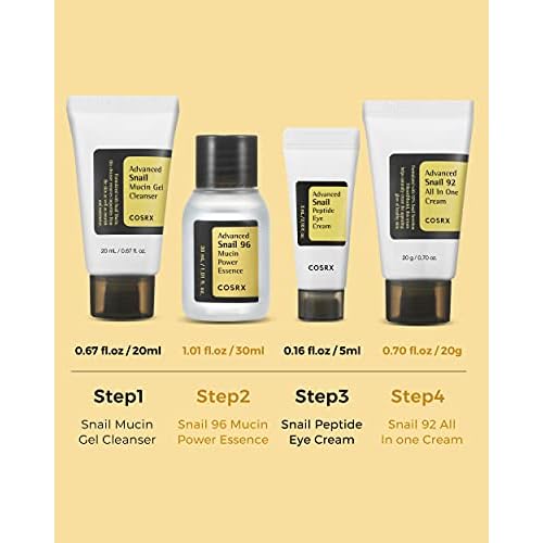 COSRX All About Snail Set + Hydrogel Mask 3EA- Snail Mucin Skincare Set and Glass Glow Hydrogel Collagen Face Mask, Travel Essentials, Stocking Stuffers, Korean Skin Care