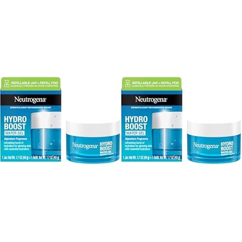 Neutrogena Hydro Boost Water Gel Face Moisturizer Starter Kit,includes Refillable Jar + Refill Pod,with Hyaluronic Acid for a Burst of Hydration & Dewy Skin,1.7 oz Each,(Pack of 4)