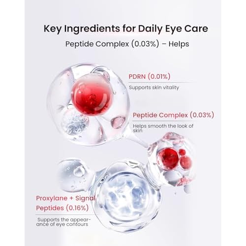 AMIRO 2 in 1 Red Light Eye Cream with Built-In Microcurrent Massager, PDRN Peptide Under Eye Treatment for Puffy, Tired-Looking Eyes, Hydrated & Firmer-Looking Skin, 1.06 oz
