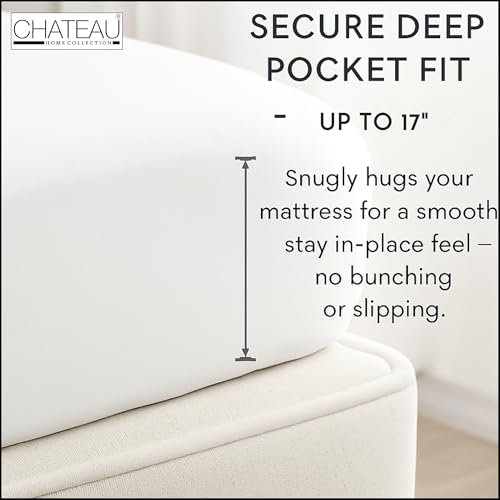 Queen Organic Cotton Bed Sheets Set with Deep Pockets - Charcoal, 15"