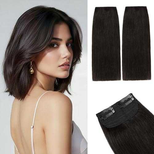 Rich Choices Short Clip-In Hair Extensions - 2PCS Natural Black 8 Inch