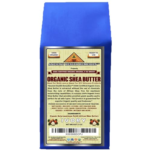 USDA Certified Organic Unrefined Raw AFRICAN IVORY SHEA BUTTER BLOCKS/JAR Bulk Size Grade A for Anti Aging, Dry Skin, Base for DIY Body Butter, Beauty, Skin Moisturizer & Hand Cream
