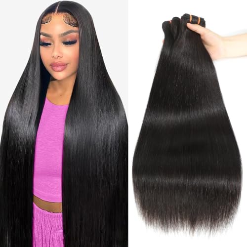16-20 Inch Human Hair Bundles - Brazilian Straight Virgin Hair 3 Pack - Black