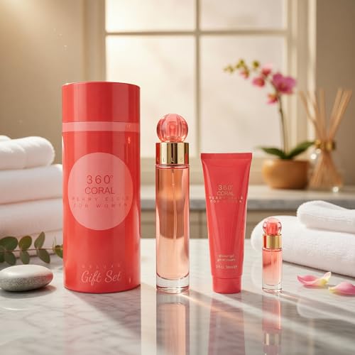 Perry Ellis 360 Coral & Perry Ellis Deluxe Fragrance Gift Set - Spray, Mini & Shower Gel