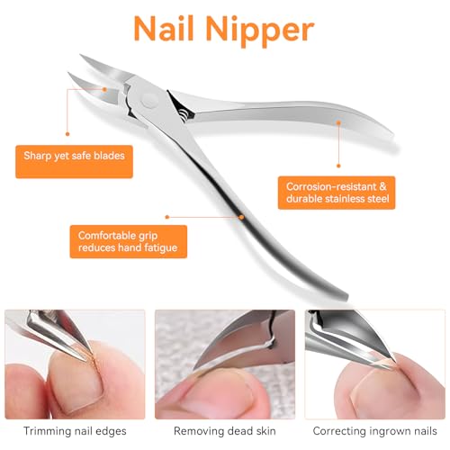 Famlife 7-Piece Professional Pedicure Kit with Toenail Scissors Cuticle Trimmer Nail File Pedicure Knife Blade,Stainless Steel Tools Ingrown Toenail Removal Kit for Nail Care