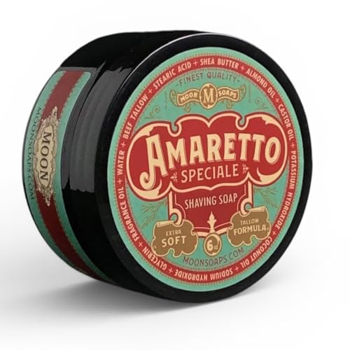 Moon Soaps Amaretto Speciale Tallow Shaving Soap with Almond & Cherry, 6 oz