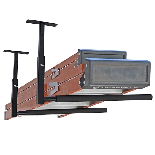 Industrial Ceiling Ladder Rack - Adjustable Garage Storage with 150 lbs Capacity