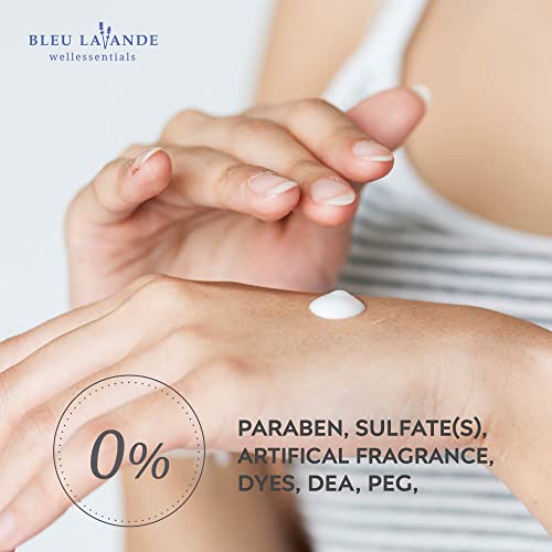 Bleu Lavande ? Natural Lavender Hand Cream ? Made with Certified Premium & 100% Pure True Lavender Essential Oil ? Non-greasy ? Soothing, Cruelty-free and Vegan ? No Artificial Fragrances - 8.4 Fl Oz