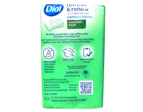 Dial Mountain Fresh Antibacterial Deodorant Bar Soap Pack of 4 - 3.4 oz Each