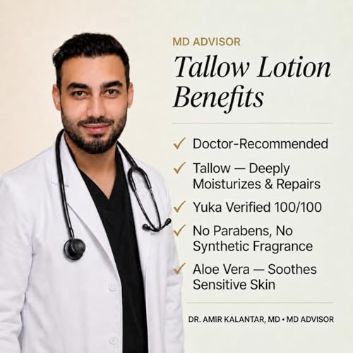 Vanilla Tallow Body Lotion Pack of 2 - 8 oz Natural Moisturizer for Sensitive Skin