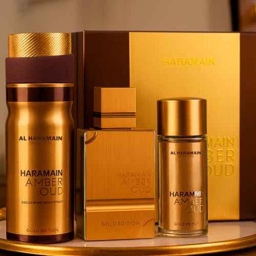 Unisex Woody Musk Body Spray & Perfume Gift Set - Amber Oud Gold Edition