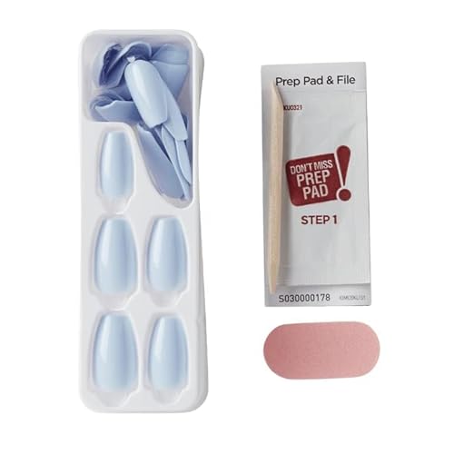 KISS imPRESS Color No Glue Mani 30 Pcs Press On Nails, Light Blue, Medium Size, Coffin Shape, Simple Peel & Press Easy Apply, Hassel-Free Removal, Essential Tools Included
