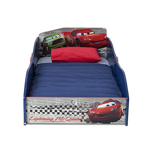 Disney Pixar Cars Wooden Toddler Bed - Lightning McQueen Race Car Design, Kids Bed for Transition, Delta Children