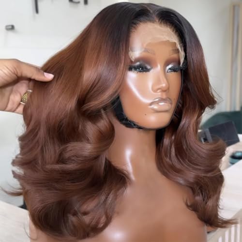 14 Inch Ombre Ginger Bob Wig Human Hair 13x4 HD Lace Front Short Bob - Pre Plucked, Glueless, 200% Density
