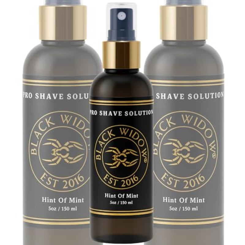 Black Widow Pro Shave Solution ? No-Mess Shave Spray Lotion with Hint of Mint, Hydrating Slick Shaving Lotion for Men & Women, Reduces Razor Burn & Skin Irritation for Smooth, Comfortable Shaves