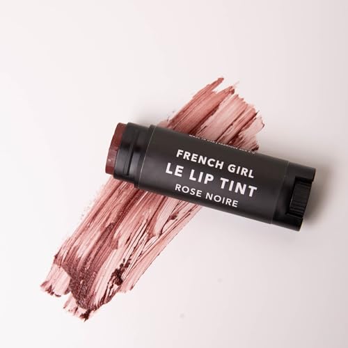 French Girl Organics Le Lip Tint Rose Noire - Hydrating Organic Lip Balm with Sheer Buildable Color, Vegan & Cruelty-Free