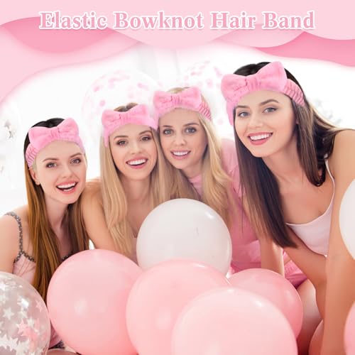 Pink Spa Headbands Bulk - Classic Pattern, 25 Pack, Elastic & Soft Coral Fleece