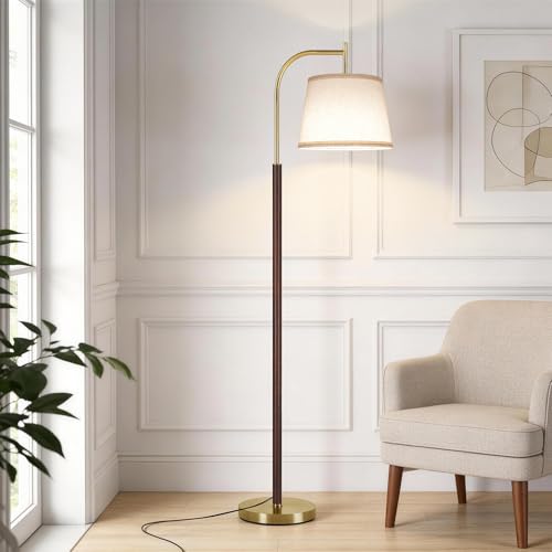 Wood Walnut Floor Lamp for Living Room - Mid Century Modern Standing Light